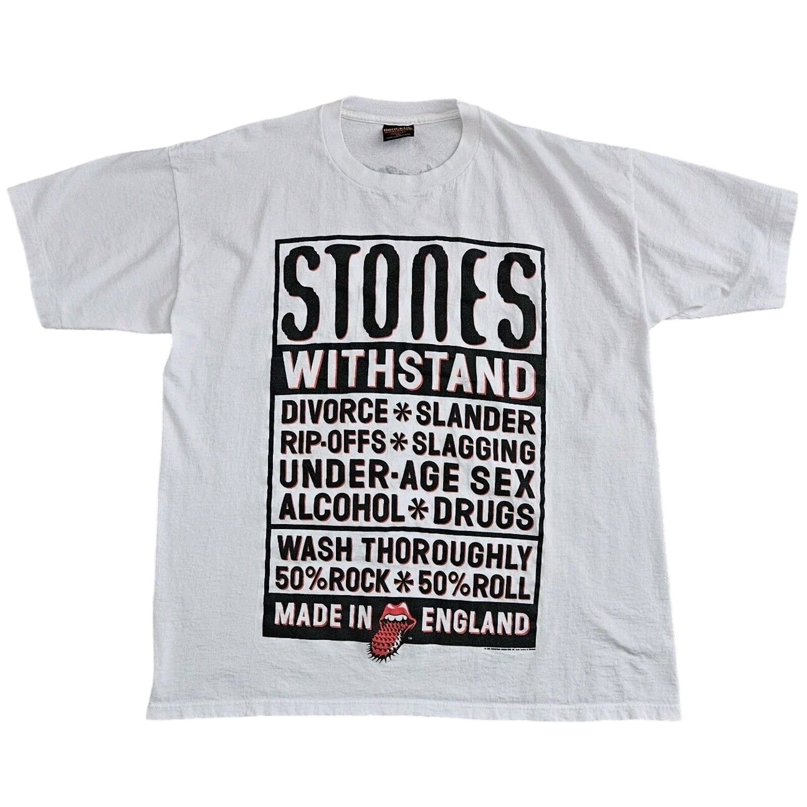 Vintage 1994 Rolling Stones Band (Xxl) Shirt Withstand White Single Stitch Usa